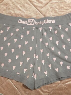 Walt Disney World Grey Shorts with Pink Mickey Ice Cream Pattern